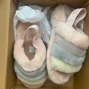 Ugg Logo Fluffy Slipper - Size 7, NWT